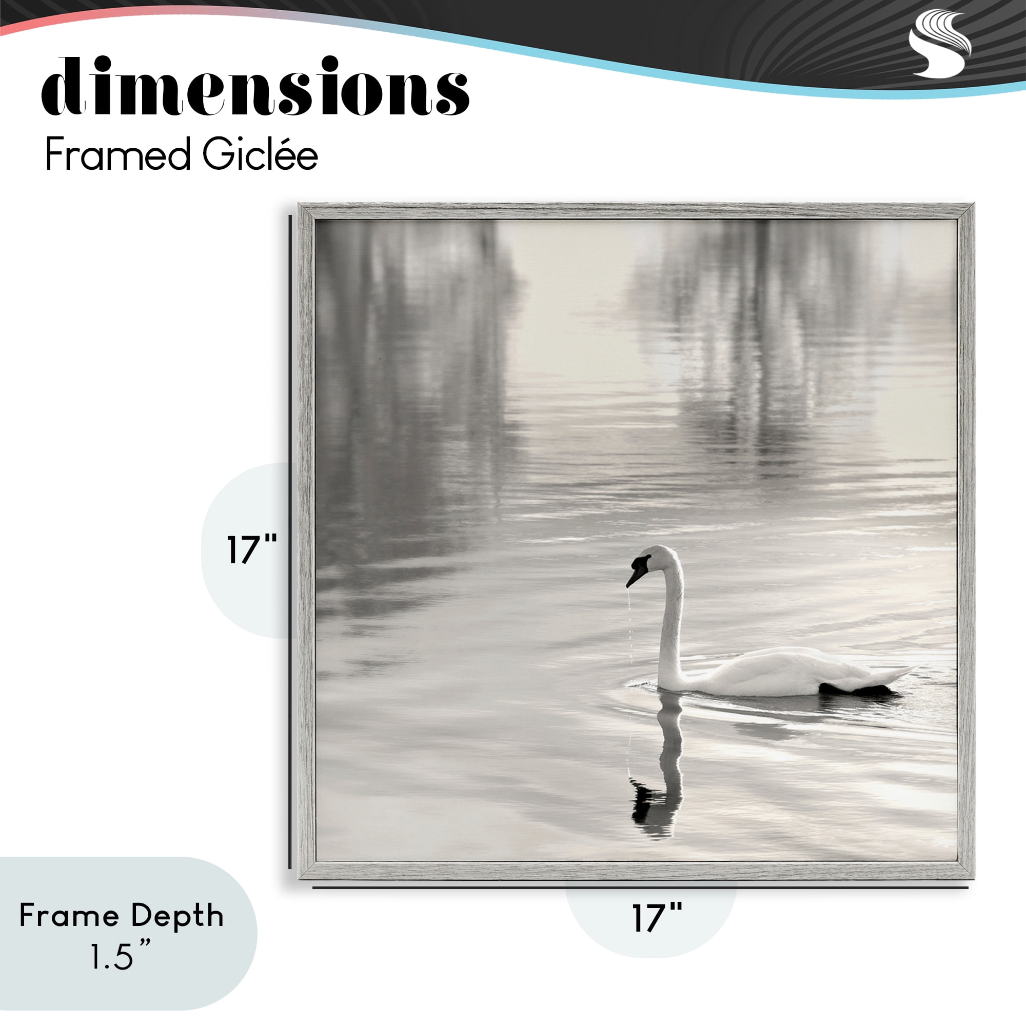 Stupell Industries Morning Sunlit Swan Gray Framed Giclee Art, design by Nicholas Bell