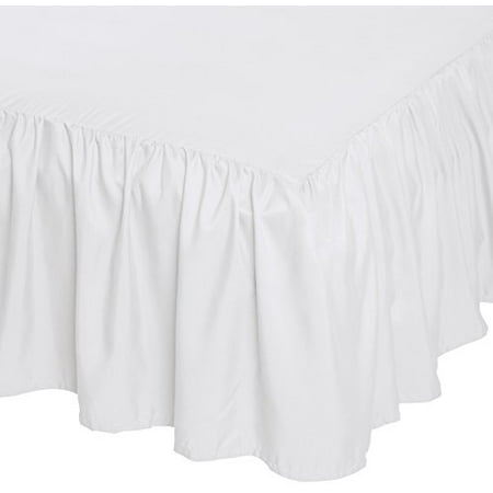 Amazon Basics Lightweight Ruffled Bed Skirt, Classic Style, Soft and Stylish 100% Microfiber with 16" drop-Queen, White (B0798DVYZN)
