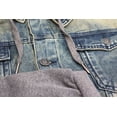 thumbnail image 3 of Men’s Hooded Button Up Faded Denim With Jersey Sleeves Jean Trucker Jacket (Vintage, 4XL), 3 of 3