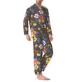 thumbnail image 2 of Hirioo Colorful Flowers with Butterfly for Men's Pajama Sets 2 Piece Pjs Men's Long-Sleeved Pajama Set Button Down Sleepwear,S-XXL-Small, 2 of 7