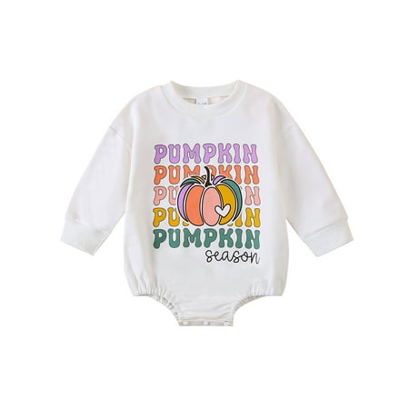 

Shuttle tree Baby Halloween Fall Romper Pumpkin Letter Print Long Sleeve Jumpsuits