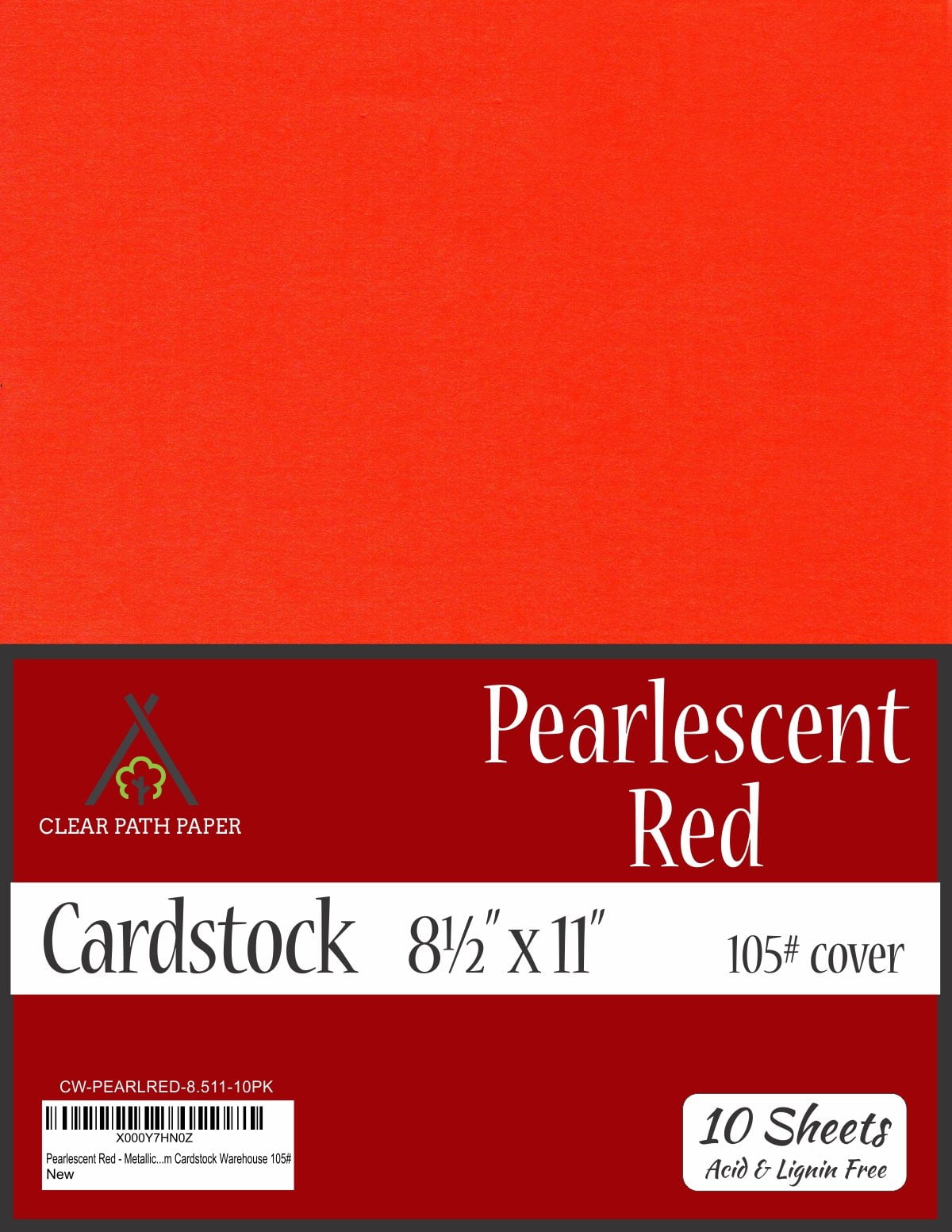Pearl Shimmer Metallic Red Cardstock 8.5 x 11 inch 105Lb Cover