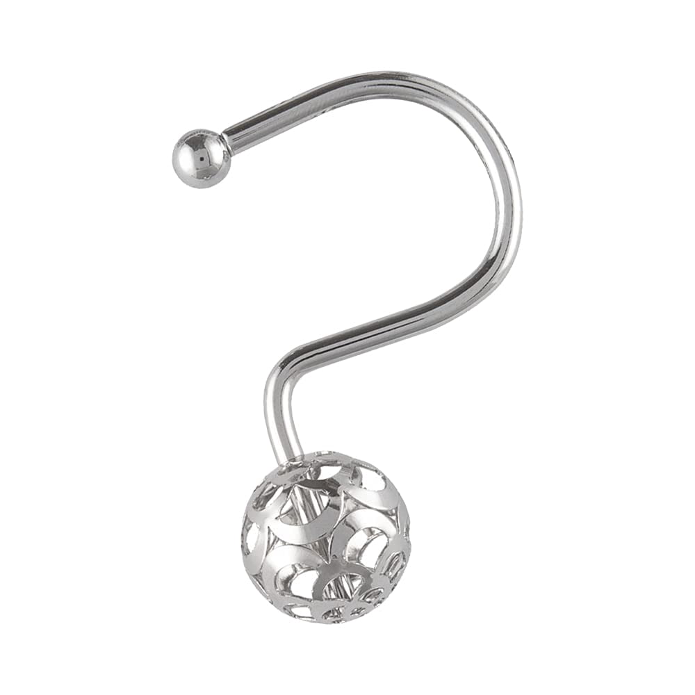 Utopia Alley Shower Hooks - Shower Curtain Rings for Bathroom - Rust Resistant Shower Curtain Hooks for Shower Curtain or Liner - Set of 12, Polished Chrome