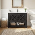 thumbnail image 3 of 4 EVER WINNER 36" Bathroom Vanity with Sink, Dark Oak Farmhouse Storage Cabinet with X-shaped Barn Door, Ceramic Sink Top, Open Shelf, Modern Vanity for Bathroom & Laundry Room, 3 of 8