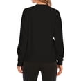 thumbnail image 2 of Hanerdun Women Warm Blouse with Pockets Female Crew Neck Long Sleeve Pullover Shirt Black XL, 2 of 6