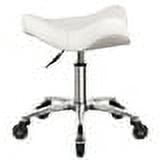WKWKER Heavy Duty Rolling Stool Saddle Swivel Bar Stool, White
