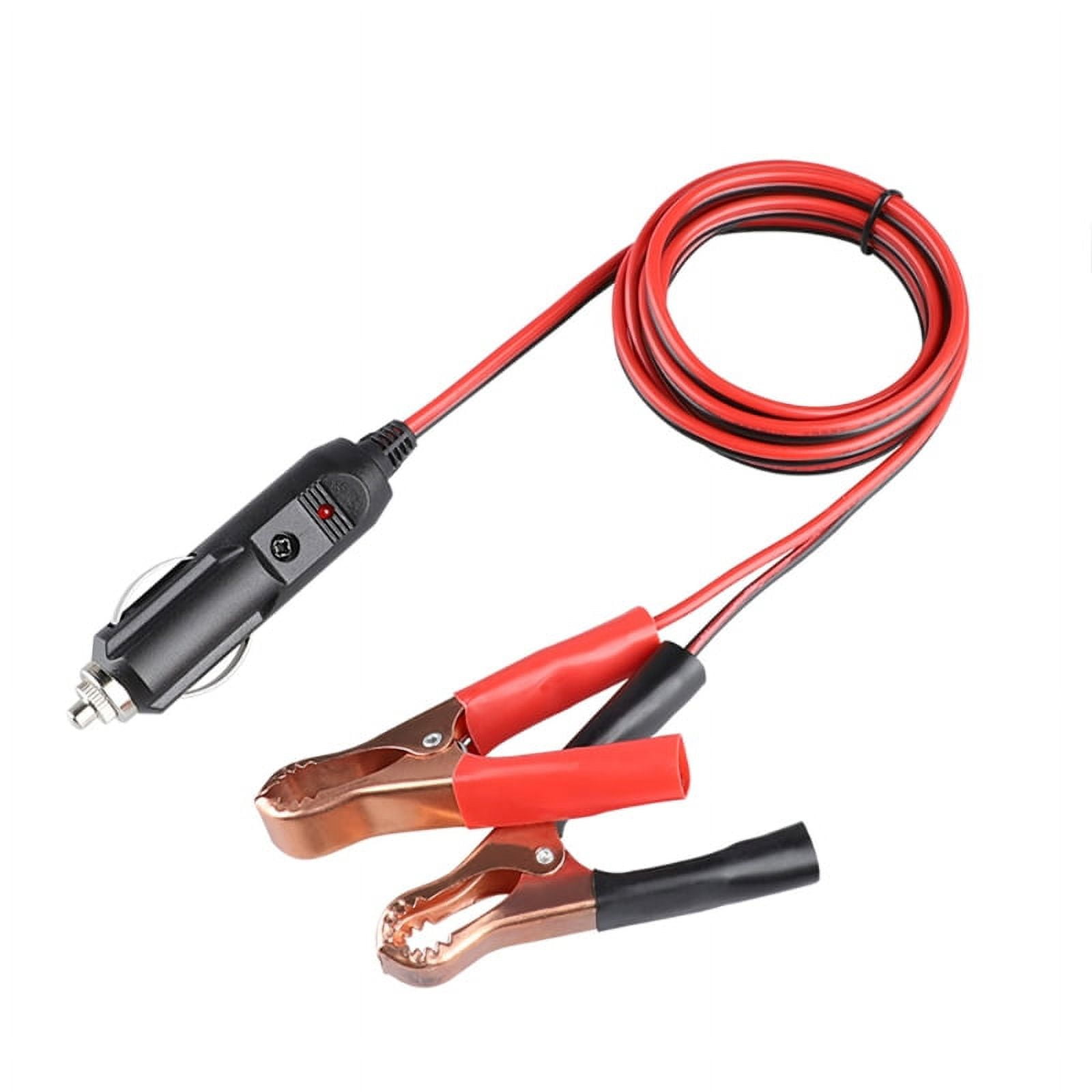 Alligator Clamp to Male Cigarette Lighter Extension Cable 12V 24V Jumper Battery Charge Cord