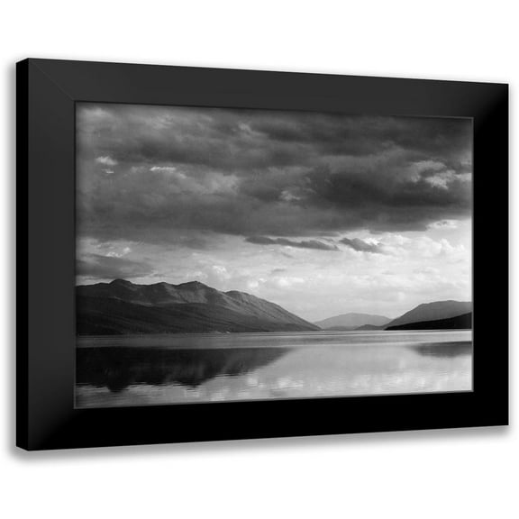 Adams, Ansel 14x12 Black Modern Framed Museum Art Print Titled - Evening, McDonald Lake, Glacier National Park, Montana - National Parks and Monuments, 1941
