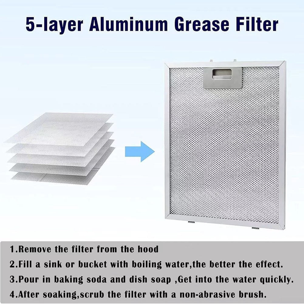 Silver Range Hood Filter Metal Mesh Extraction Ventilation Filter 350 X 285 X 9mm, 5 Layers Of Aluminized Grease, Better Filtering, Necessary For Kitchen