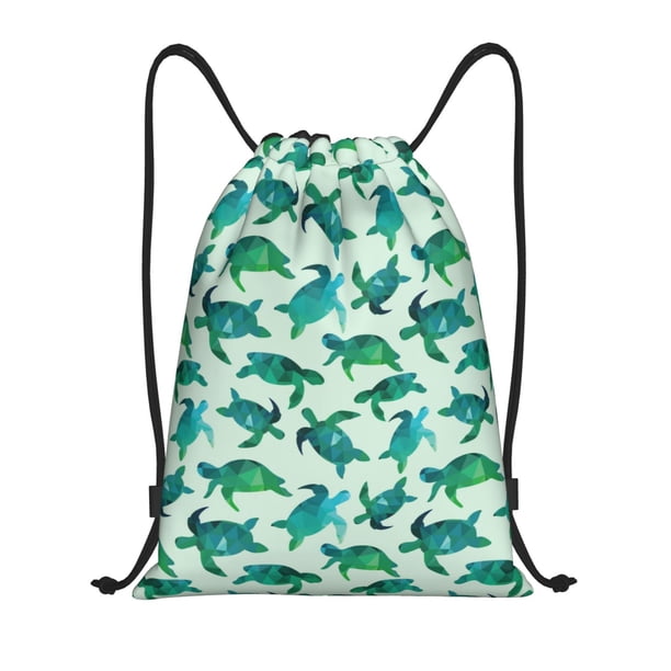 Fotbe Green Sea Turtle Bolsa Mochila con Cordón Estampada, Bolsa de Gimnasio Deportiva, Bolsa Cinch, Bolsa con Cordón para Hombres y Mujeres-Small