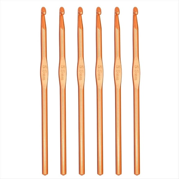 Rollbacks & More 6Pcs Superior Aluminum Crochet Hook Set, Light, & Smooth Knitting Needles, 5.5mm US Size I (Size 9)