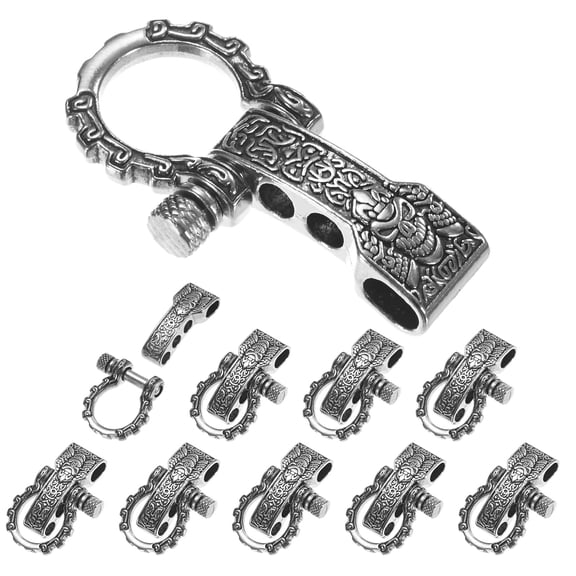 Uxcell Paracord Bracelet Shackle Buckle [10PCS] - Adjustable Metal Pattern Bow Shackle for Bracelets Belt [Silver-Round head]
