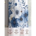 thumbnail image 7 of White Blue Floral Semi Sheer Curtains 45 Inch Length 2 Panels Set, Elegant Leaves Spring Flowers Sheer Kitchen Curtain Privacy Voile Window Curtain for Living Room Bedroom Rod Pocket Drapes, 7 of 7