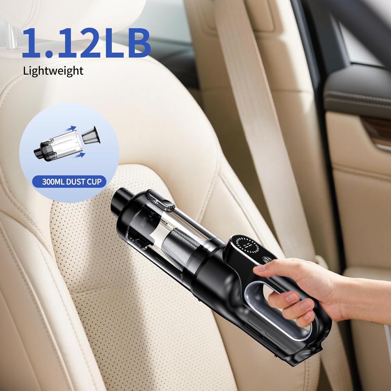Car Vacuum Portable , 18000Pa 2 in 1 Vacuum Cleaner&Air Duster, 130W Brushless Motor with 7000mAh Battery, LED Light, Multi-Nozzles for Car, Home, Office, Pet