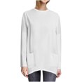 thumbnail image 1 of Plebaso Chemises à Poches pour Femmes Manches Longues Tunique Décontractée Col Rond Hauts Unis Amples Blouses Printemps Été, 1 of 7