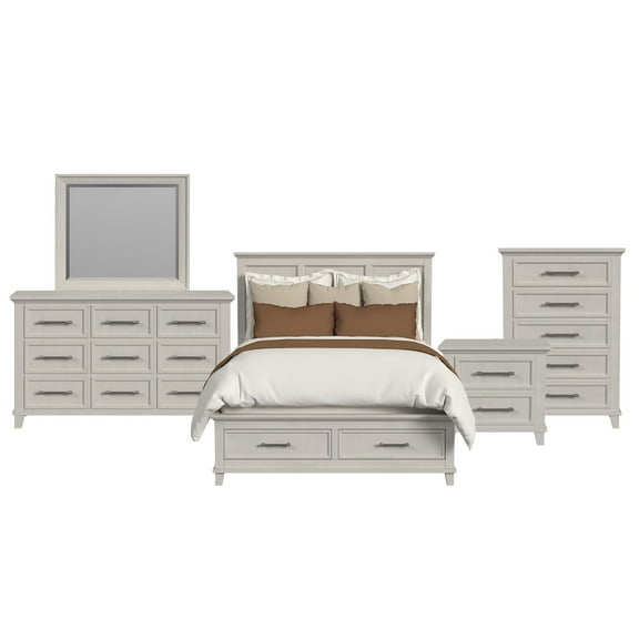 Picket House Furnishings Henrik Queen Storage 5PC Bedroom Set in Ivory