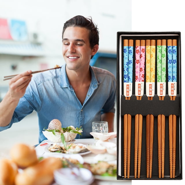 Cqxid Tableware Under $5 5 Pairs Japanese Cat Chopsticks Non Slip Kitchen Handmade Gift Set Reusable