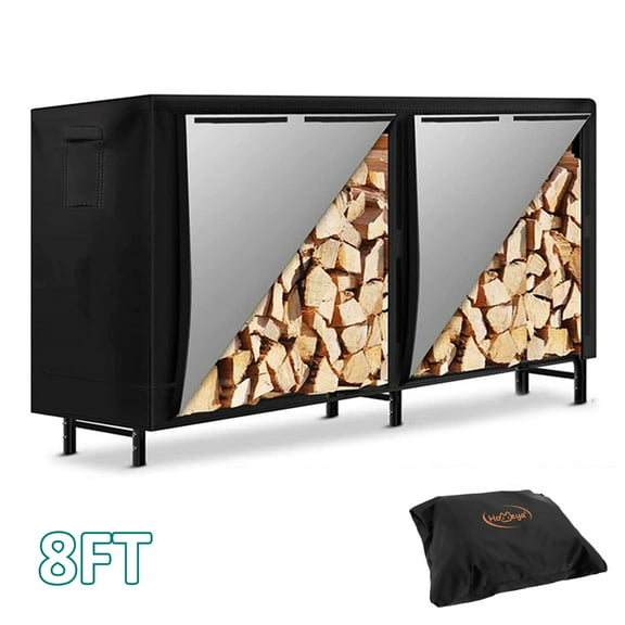 8FT Firewood Rack Cover, Waterproof Log Rack Cover with Oxford Fabric Weather Protection PU Coating Wood Rack Cover for Indoor/Outdoor