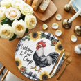 thumbnail image 2 of Round Placemats White Black Rooster Sunflower 15 inch Set of 2 Table Mats for Dining Table Retro Floral Heat Resistant Non-Slip Kitchen & Home Decorative Place Mat Set, 2 of 8