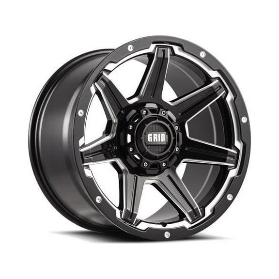 Grid Wheels 62155M21 20 x 10 in. 6 x 135 mm Bolt Pattern Wheel, Gloss Black with Milled Spoke Edges