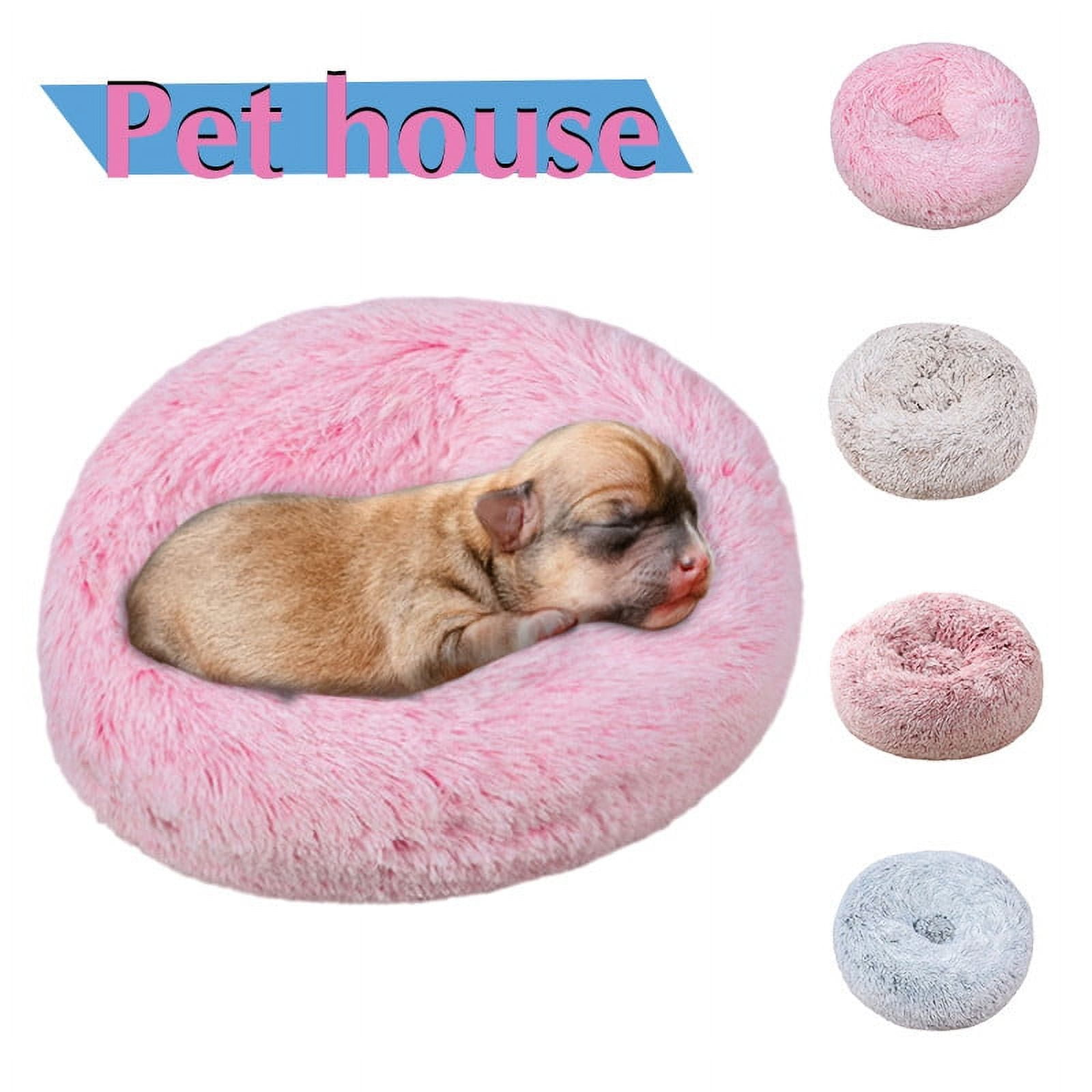 PureCasa Soft Plush Cute Dog Cat Bed, Washable Non-Slip Fluffy Pet Bed for Fall Winter, Calming Donut Cushion Sleeping Pad for Small Cats Dogs, Home Decor, Round, 1 Pack, M 20"x20", Coffee
