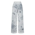 thumbnail image 3 of CQONEPT Women's Printed Pants Elastic Waist Wide Leg Pants Drawstring Comfortable Loose Lounge Fashion Pants White S, 3 of 4