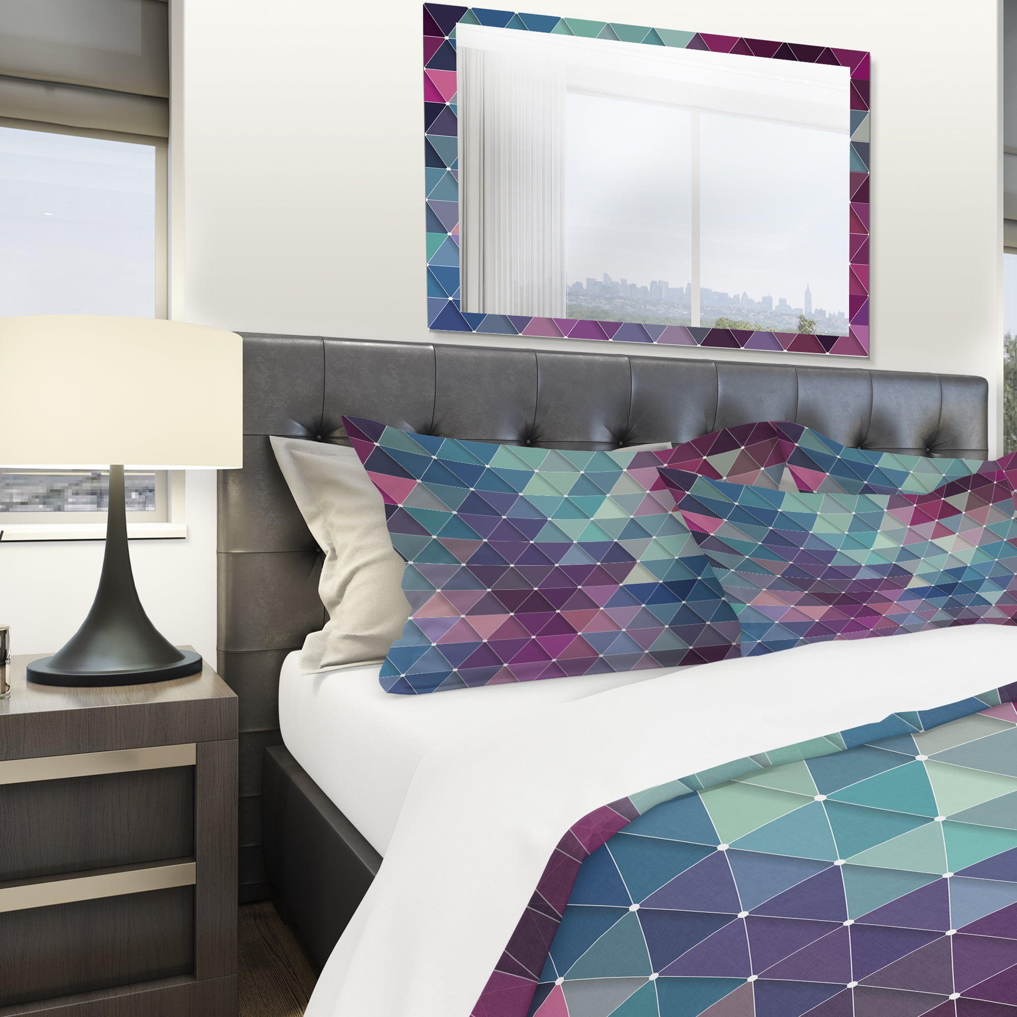 Designart 'Abstract Colorful Triangles' Modern Duvet Cover Set