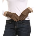 thumbnail image 3 of Sakkas Rayanne Soft Classic Knit Faux Leather Wrist Band Touch Screen Warm Gloves - Beige - L/XL, 3 of 4