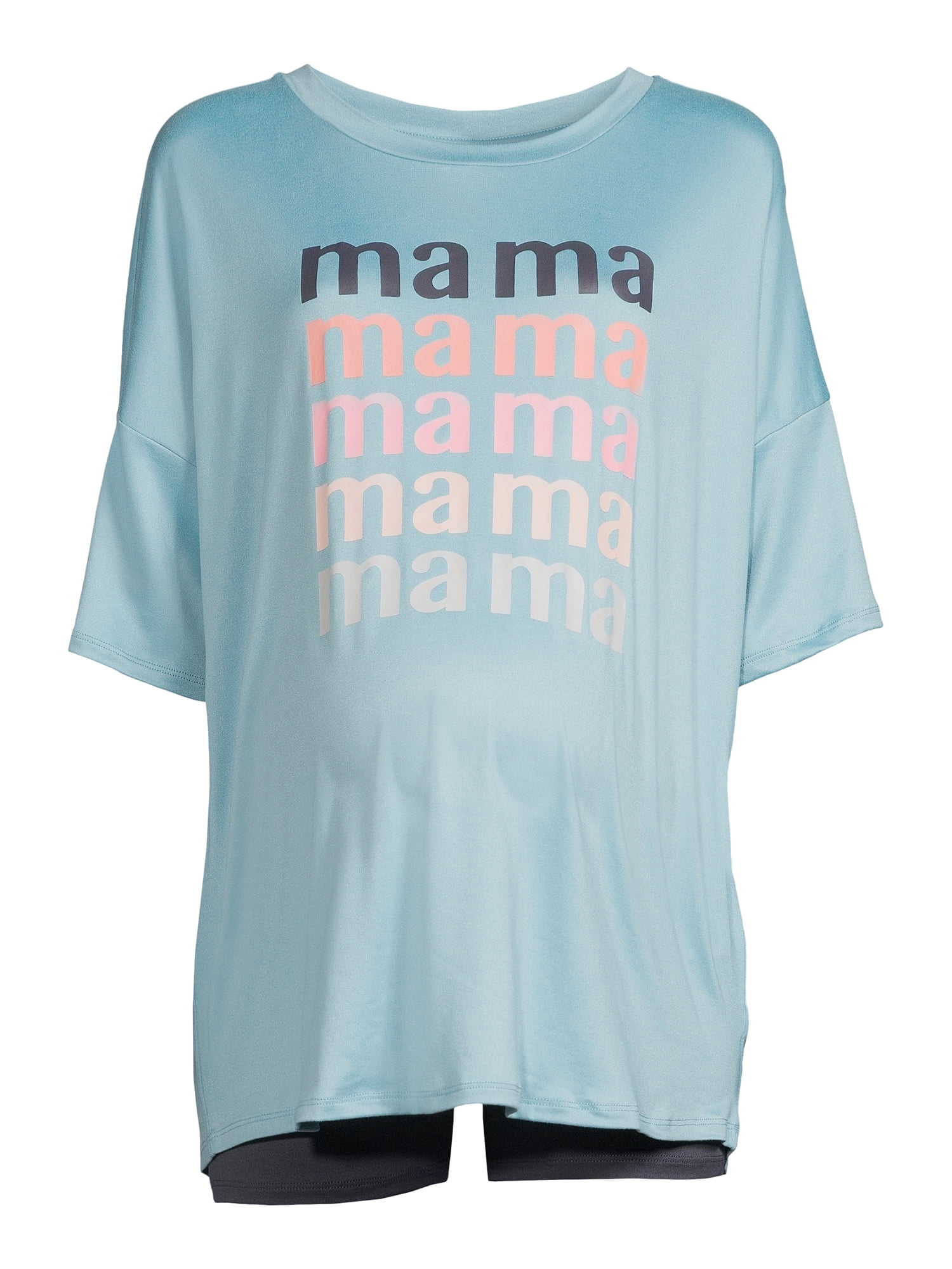 Time and Tru Women's Maternity T-Shirt and Bike Shorts Set, 2-Piece
