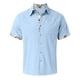 thumbnail image 2 of Camisas De Lino Para Hombre Camisa de vacaciones en la playa Camisa de cárdigan de manga corta Camisa de solapa en contraste con botones en los puños para hombre (Blue, XXL), 2 of 4