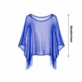 thumbnail image 2 of Sparkly Sheer Poncho Wrap, Fringed Metallic Shawl Cover-Up for Evening Dress Beach Top, One Size, 2 of 3