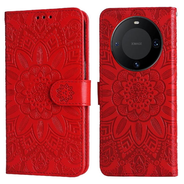 Funda tipo cartera GANGXUN para Huawei Mate 60 Pro , diseño girasol, cuero PU, soporte, cierre magnético, tarjetero