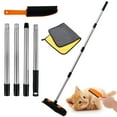 thumbnail image 3 of 3 Pcs Balai en Caoutchouc avec Raclette Râteau à Tapis Lavable Balai avec Manche Réglable Balai Réutilisable pour Enlever la Fourrure Brosse Portable pour Enlever les Peluches Serviette Portable Durable, 3 of 11