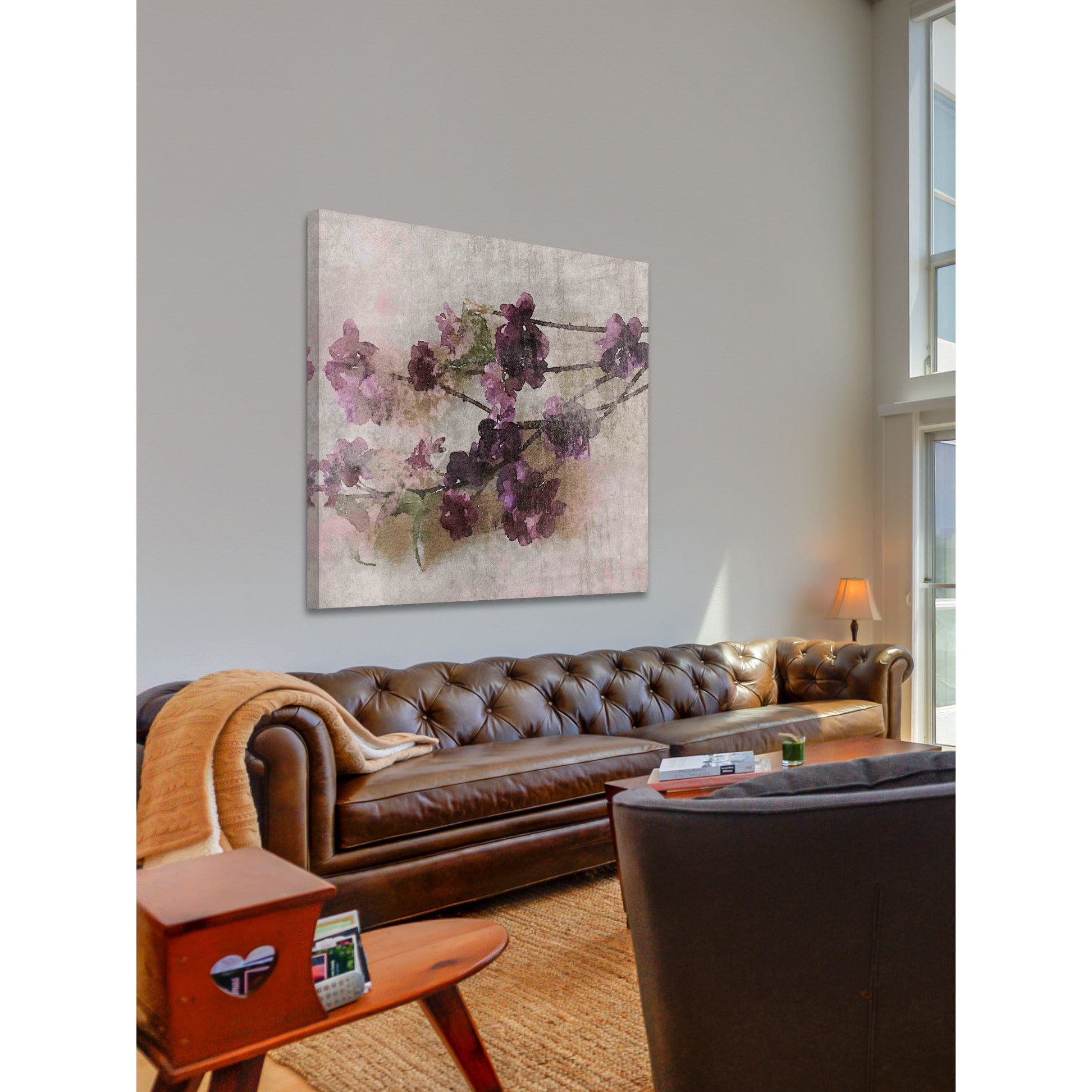 "Purple Flowers 2" Painting Print on Wrapped Canvas