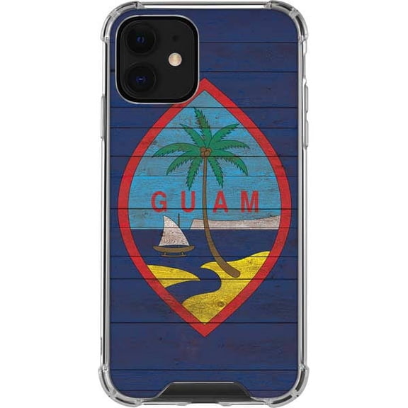Skinit Countries of the World Guam Flag Dark Wood iPhone 12 Clear Case