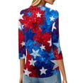 thumbnail image 4 of 250th Anniversary USA Shirts Women Plus Size 3/4 Sleeve T-Shirts Casual USA Flag Print Tops Independence Day Patriotic Pullover 4th of July Celebration Party Crew Neck Blouses Blue L, 4 of 4