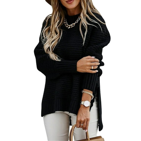 hirigin Women's Turtleneck Sweaters Casual Oversized Batwing Long Sleeve Pullover Loose Chunky Knit Jumper