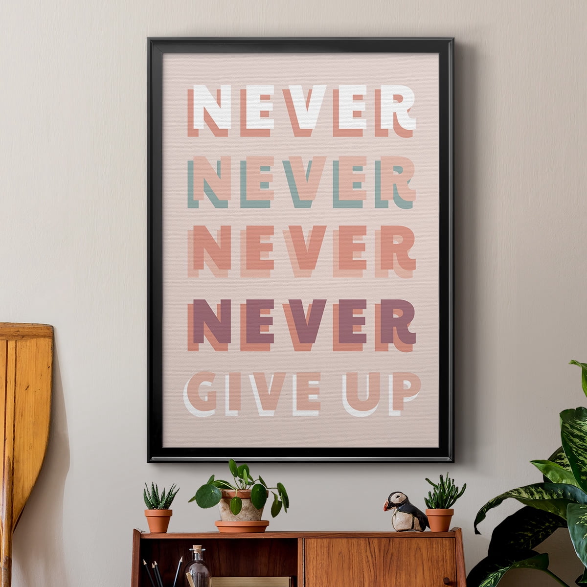 Never Give Up Premium Framed Print - Ready to Hang