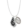 thumbnail image 1 of Delight Jewelry Silvertone Large Black Flying Butterfly Best Mom Ever Charm Necklace, 1 of 4