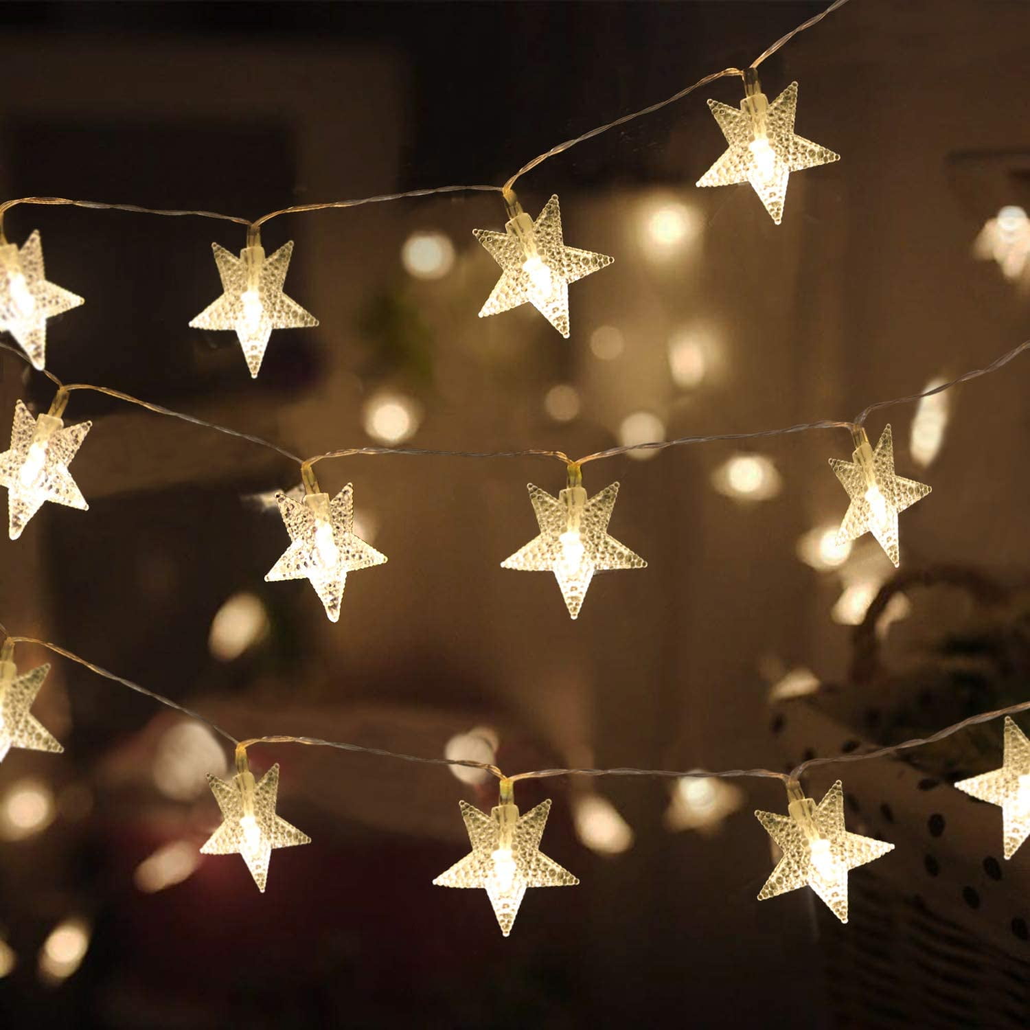Led Star String Lights Plug In For Bedroom Decor Indoor Outdoor 43 Ft
