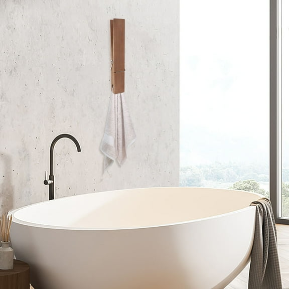 unbranded  Wooden Towel Rack over Door Drying Washcloths Holder Light Brown