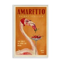 Stupell Industries Vintage Amaretto Flamingo Food & Beverage Painting White Framed Art Print Wall Art, 12 x 18