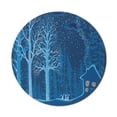 thumbnail image 1 of Forest Mouse Pad for Computers, Winter Landscape with Show Covered Country House Hut in Trees Rural Picture, Round Non-Slip Thick Rubber Modern Mousepad, 8" Round, Orange Violet Blue, by Ambesonne, 1 of 2