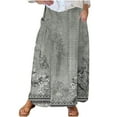 thumbnail image 2 of WXLWZYWL Women's Linen Maxi Skirt with Pockets - Floral Print Casual Elastic Waistband Flared Long Skirt 2024 Fall Fashion, 2 of 5