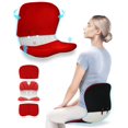 thumbnail image 1 of Juego de fundas curble WIDER (ancho estándar): silla con soporte lumbar y funda desmontable, corrector de postura lumbar, alivio del dolor de espalda (juego rojo), 1 of 5