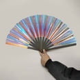 thumbnail image 4 of CSChome Folding Fan Folding Performance Prop: 13 Ribs Brilliant Color Transparent 13 Inch Large Shining Rave Hand Perfect Birthday Gift, 4 of 7