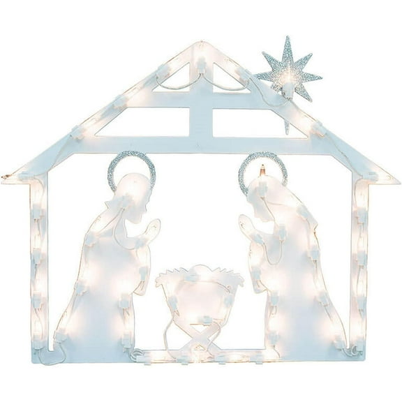 Impact White Nativity Lighted Christmas Window Silhouette Decoration
