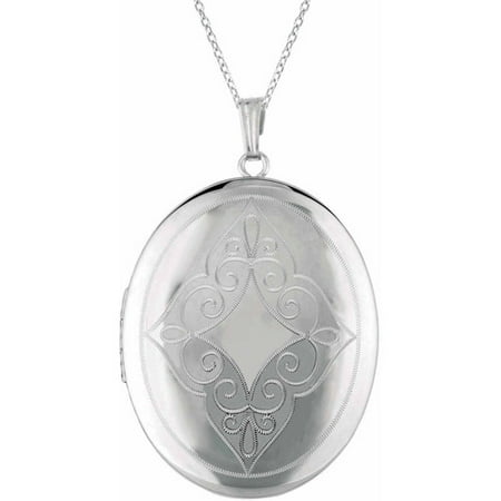 Sterling Silver Oval-Shaped with Swirls Locket
