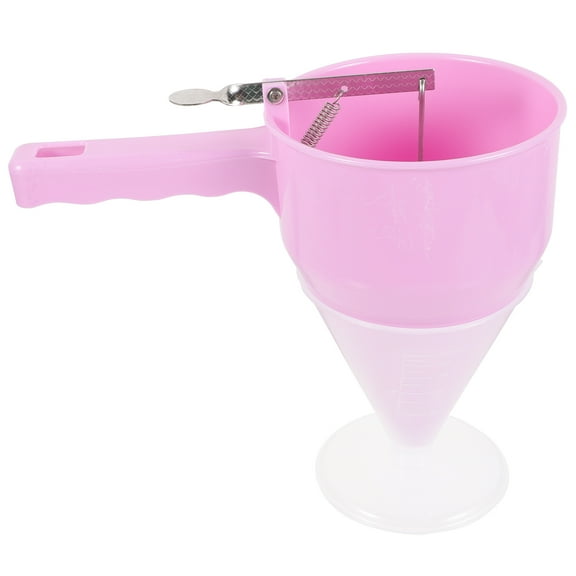 Pink Plastic Batter Dispenser with Detachable Funnel for Making Octopus Balls and Kitchen Baking