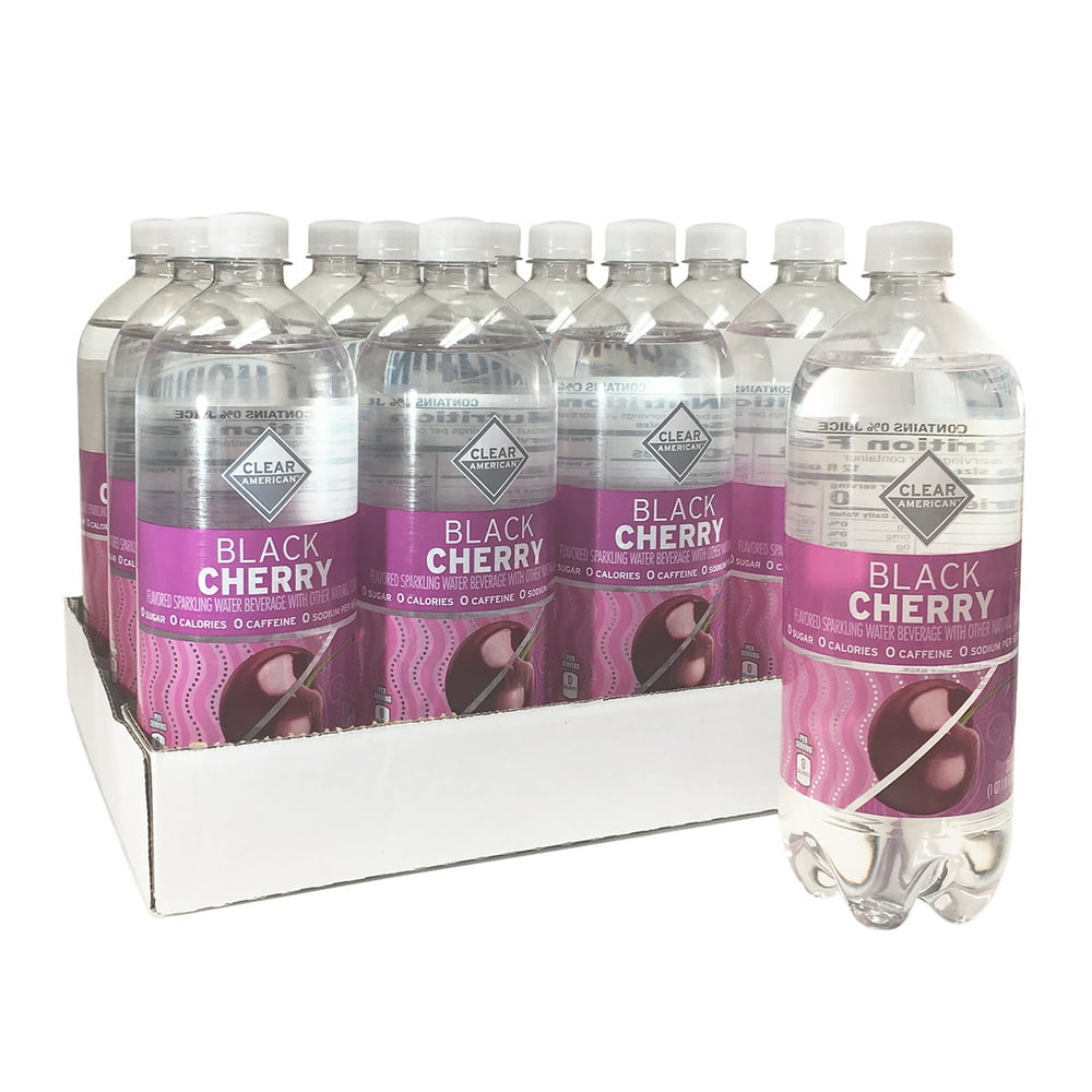 12Pack, Clear American Black Cherry Sparkling Water, 33.8 fl oz